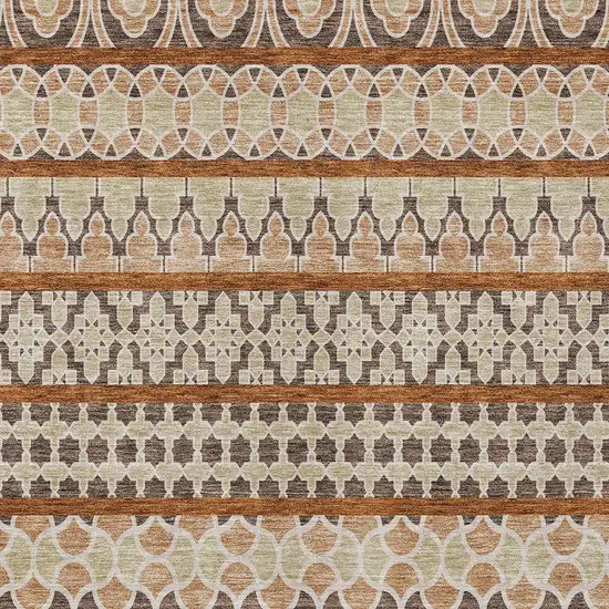 Chocolate And Taupe Quatrefoil Washable Indoor Outdoor Area Rug Photo 5