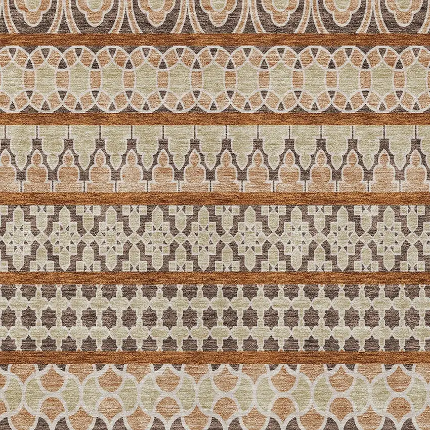 Chocolate And Taupe Quatrefoil Washable Indoor Outdoor Area Rug Photo 5