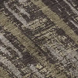 Photo of Chocolate And Taupe Striped Washable Area Rug With UV Protection