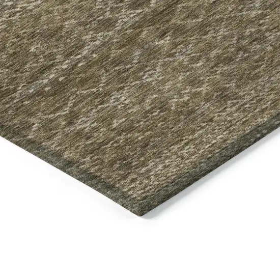 Chocolate And Taupe Striped Washable Indoor Outdoor Area Rug Photo 3