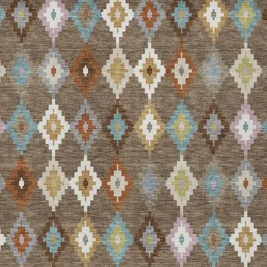Chocolate And Teal Blue Aztec Washable Indoor Outdoor Area Rug Photo 3