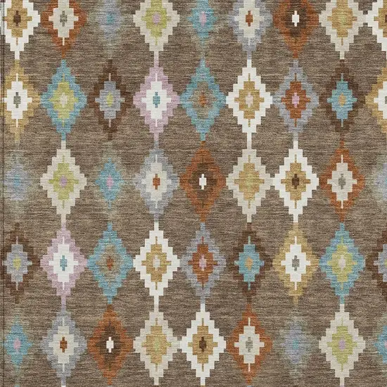 Chocolate And Teal Blue Aztec Washable Indoor Outdoor Area Rug Photo 3