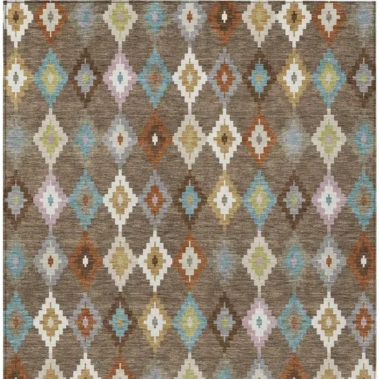 Chocolate And Teal Blue Aztec Washable Indoor Outdoor Area Rug Photo 4