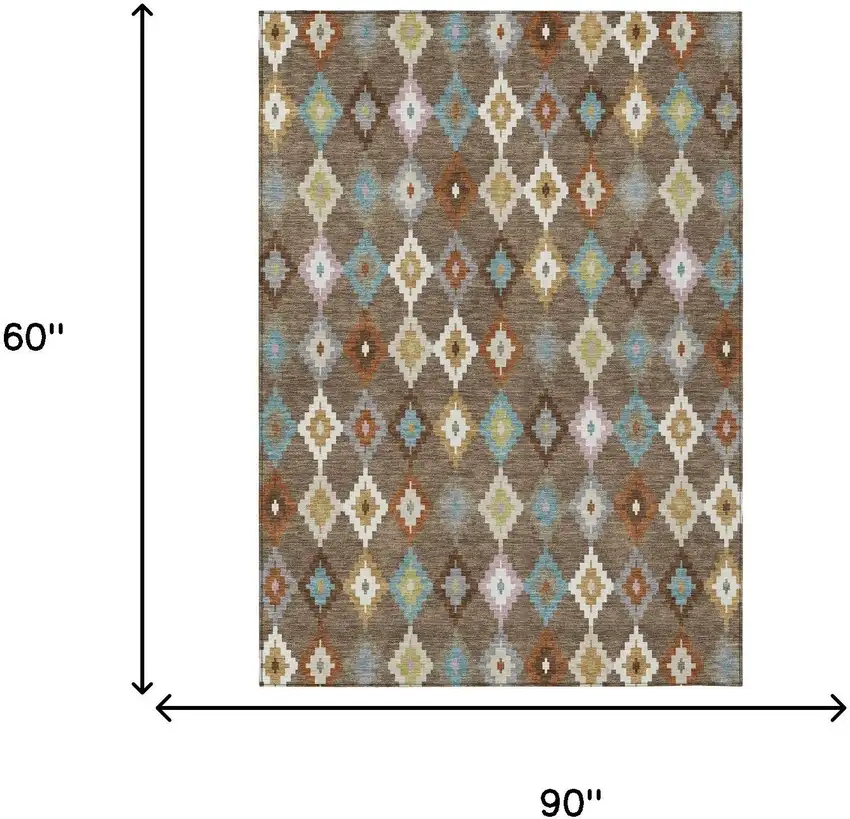 Chocolate And Teal Blue Aztec Washable Indoor Outdoor Area Rug Photo 7