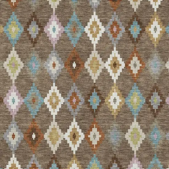 Chocolate And Teal Blue Aztec Washable Indoor Outdoor Area Rug Photo 3