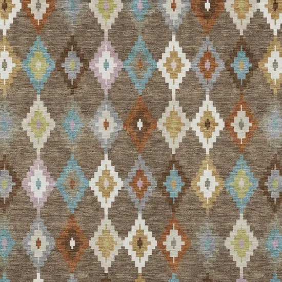 Chocolate And Teal Blue Aztec Washable Indoor Outdoor Area Rug Photo 3