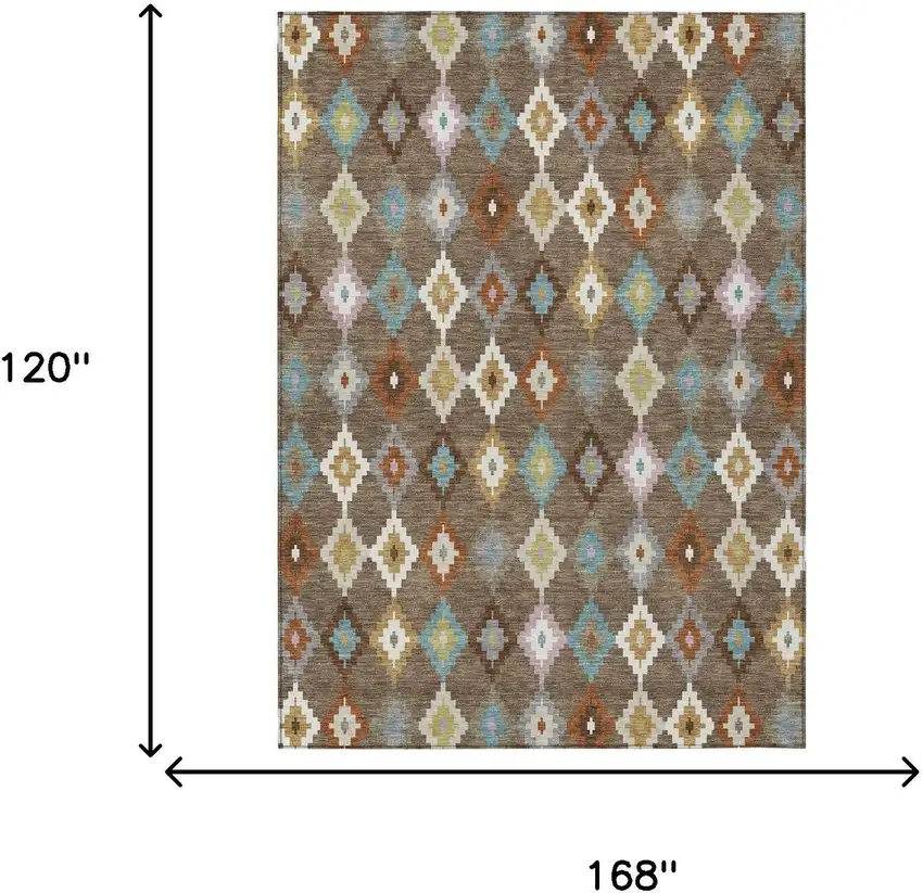 Chocolate And Teal Blue Aztec Washable Indoor Outdoor Area Rug Photo 7