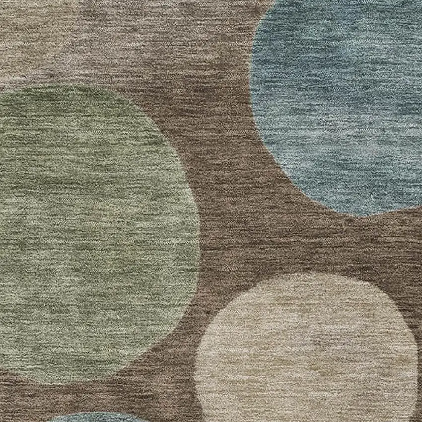 Chocolate And Teal Geometric Washable Area Rug With UV Protection Photo 7