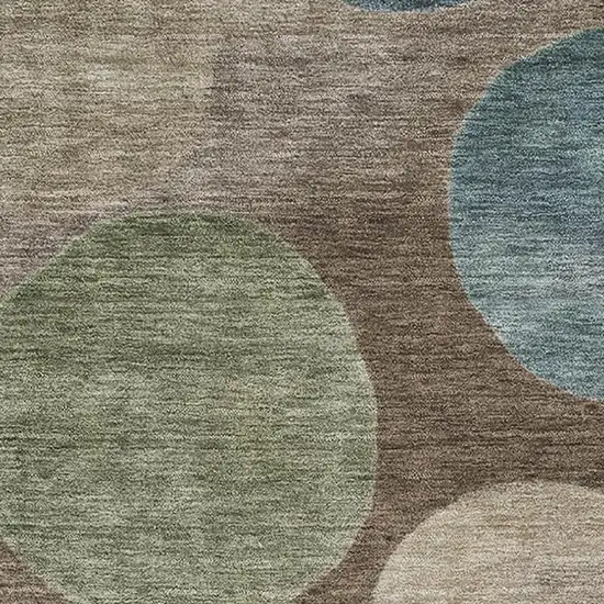 Chocolate And Teal Geometric Washable Area Rug With UV Protection Photo 3