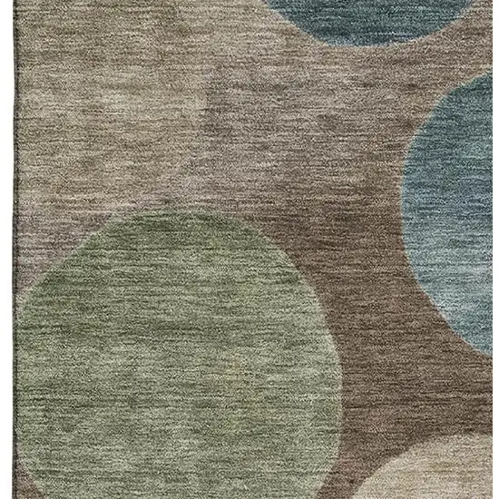 Chocolate And Teal Geometric Washable Area Rug With UV Protection Photo 7