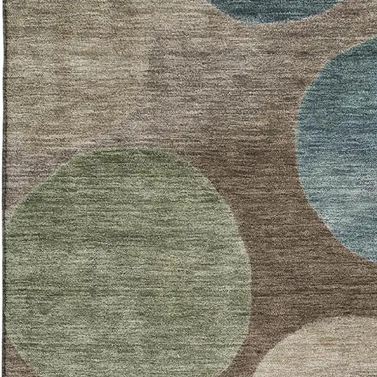 Chocolate And Teal Geometric Washable Area Rug With UV Protection Photo 7