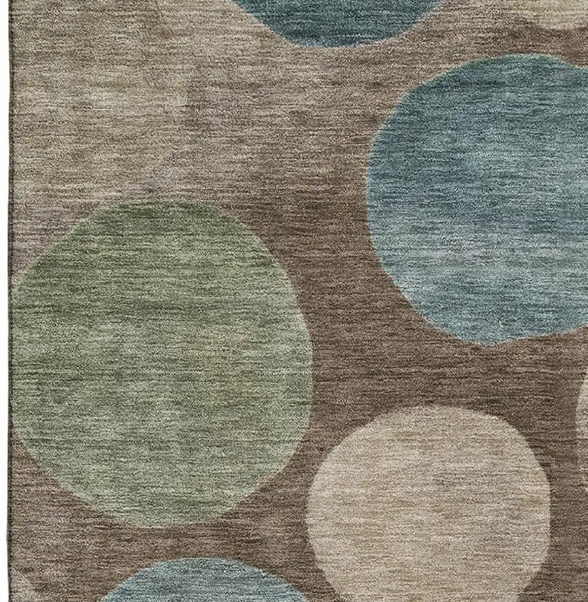 Chocolate And Teal Geometric Washable Area Rug With UV Protection Photo 4