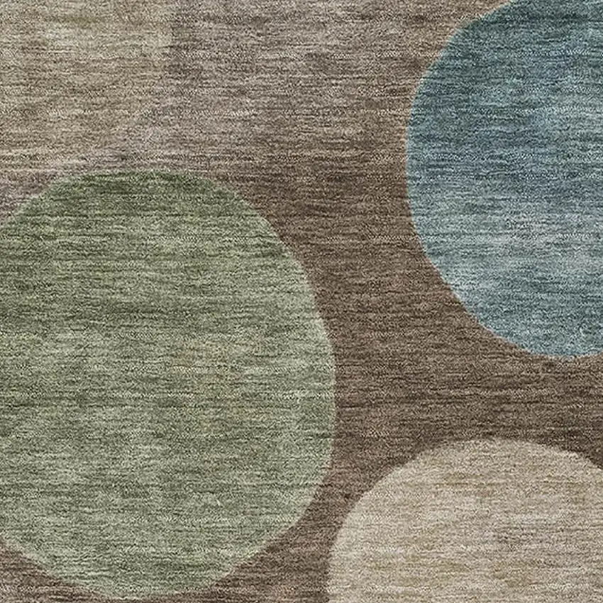 Chocolate And Teal Geometric Washable Area Rug With UV Protection Photo 3