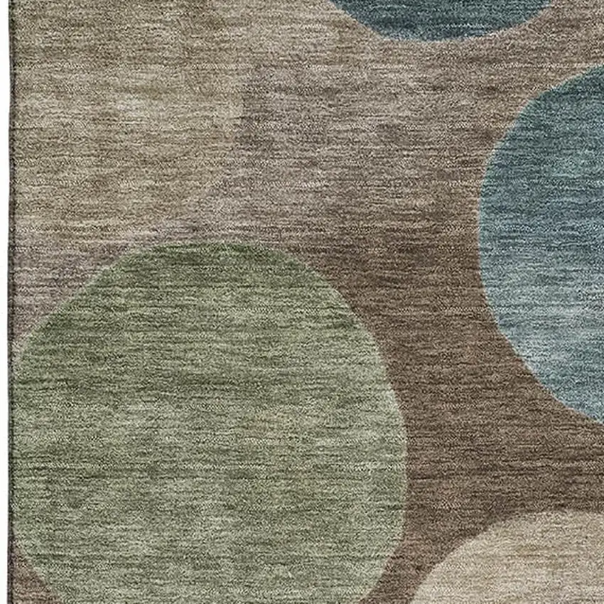 Chocolate And Teal Geometric Washable Area Rug With UV Protection Photo 3