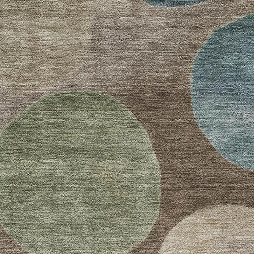 Chocolate And Teal Geometric Washable Area Rug With UV Protection Photo 7