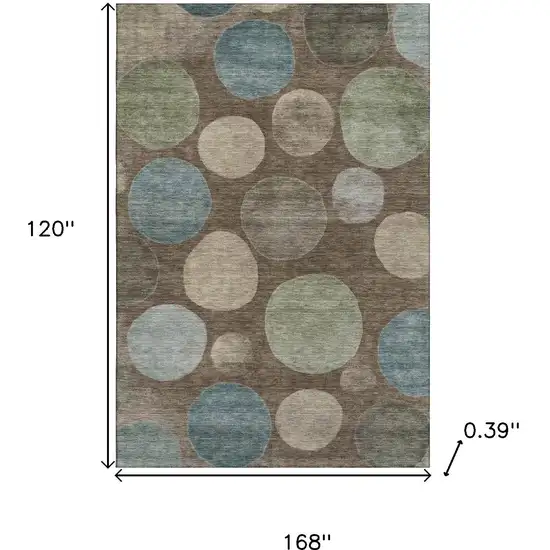 Chocolate And Teal Geometric Washable Area Rug With UV Protection Photo 9