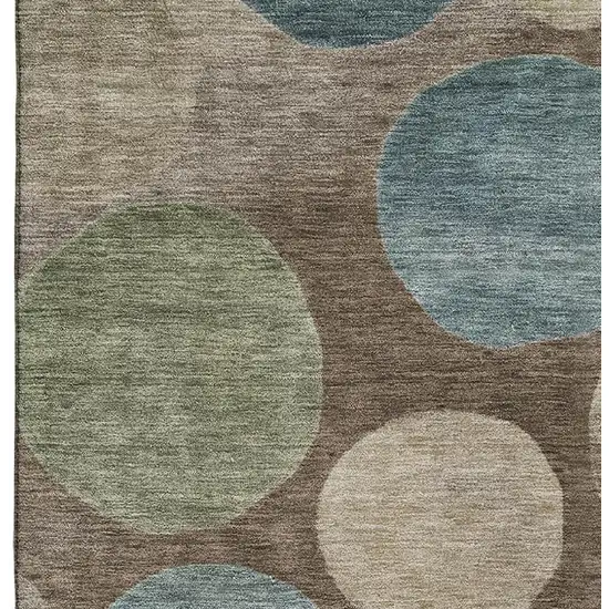 Chocolate And Teal Geometric Washable Area Rug With UV Protection Photo 4