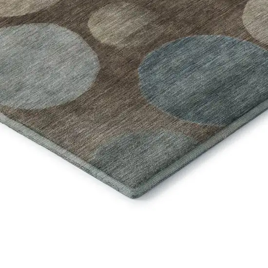Chocolate And Teal Geometric Washable Area Rug With UV Protection Photo 7