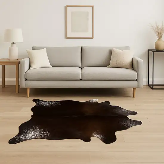 Brown And White Cowhide Cowhide Print Area Rug Photo 1