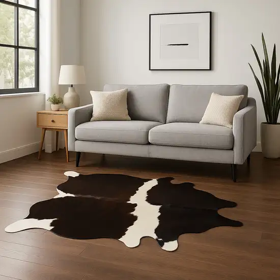 Brown And White Cowhide Cowhide Print Area Rug Photo 1
