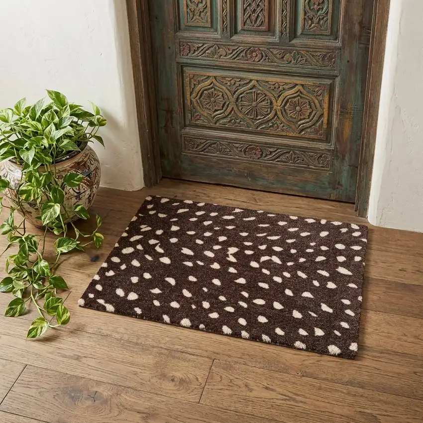 Chocolate Animal Print Washable Area Rug With UV Protection Photo 1