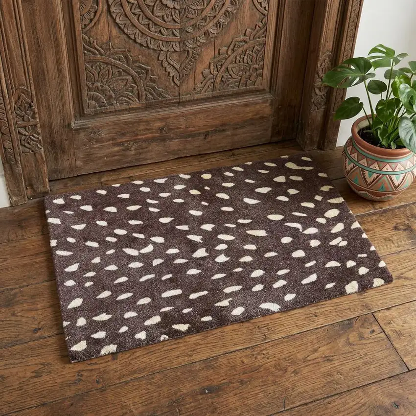 Chocolate Animal Print Washable Area Rug With Uv Protection Photo 1