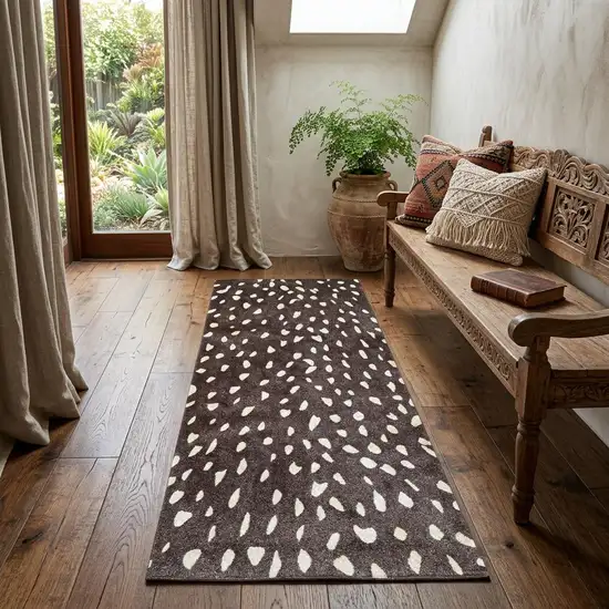 2' X 6' Chocolate Animal Print Washable Runner Rug With Uv Protection Photo 1