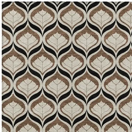 Chocolate Beige And Brown Geometric Washable Indoor Outdoor Area Rug Photo 2