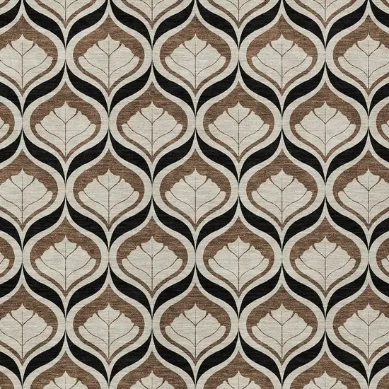 Chocolate Beige And Brown Geometric Washable Indoor Outdoor Area Rug Photo 2