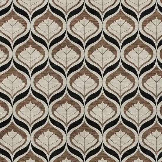 Chocolate Beige And Brown Geometric Washable Indoor Outdoor Area Rug Photo 2