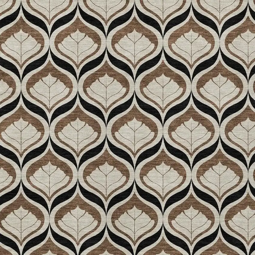 Chocolate Beige And Brown Geometric Washable Indoor Outdoor Area Rug Photo 2