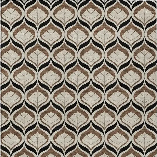 Chocolate Beige And Brown Geometric Washable Indoor Outdoor Area Rug Photo 2