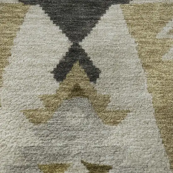 Chocolate Beige And Charcoal Tribal Washable Area Rug With UV Protection Photo 8