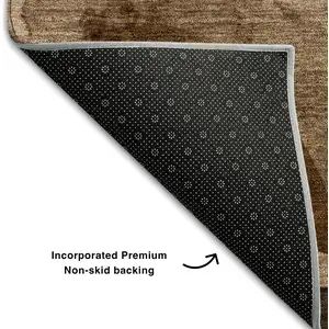 Photo of Chocolate Beige And Copper Abstract Washable Area Rug With UV Protection