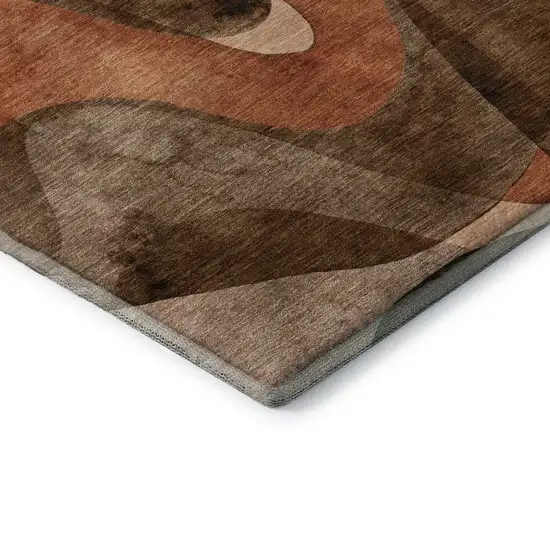 Chocolate Beige And Copper Abstract Washable Area Rug With UV Protection Photo 8