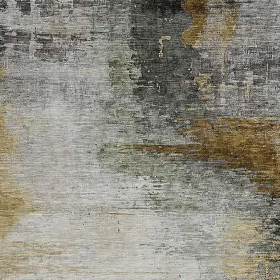 Chocolate Beige And Gold Abstract Washable Indoor Outdoor Area Rug Photo 3