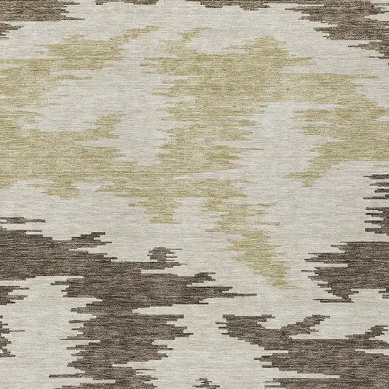 Chocolate Beige And Gold Abstract Washable Indoor Outdoor Area Rug Photo 5