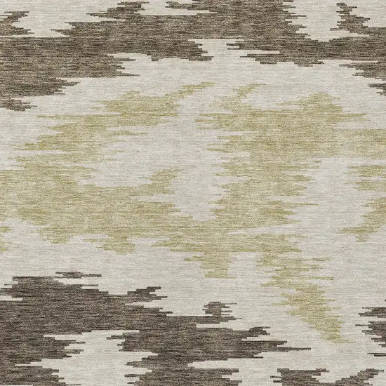 Chocolate Beige And Gold Abstract Washable Indoor Outdoor Area Rug Photo 4