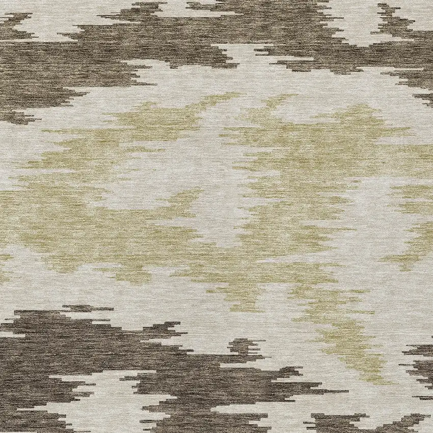 Chocolate Beige And Gold Abstract Washable Indoor Outdoor Area Rug Photo 4