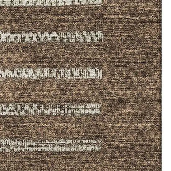 Chocolate Beige And Gold Striped Washable Area Rug With UV Protection Photo 2