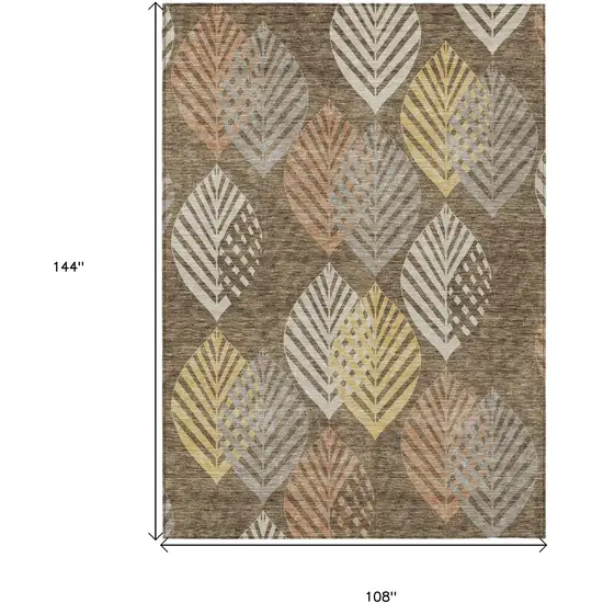 Chocolate Beige And Gray Floral Washable Indoor Outdoor Area Rug Photo 8