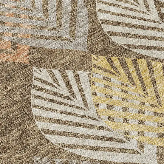 Chocolate Beige And Gray Floral Washable Indoor Outdoor Area Rug Photo 4