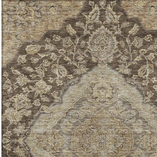 Chocolate Beige And Gray Oriental Washable Indoor Outdoor Area Rug Photo 5