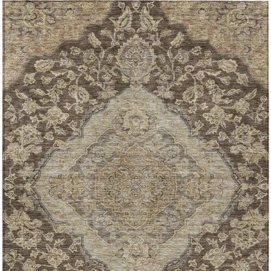 Chocolate Beige And Gray Oriental Washable Indoor Outdoor Area Rug Photo 5