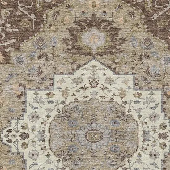 Chocolate Beige And Gray Oriental Washable Indoor Outdoor Area Rug Photo 6