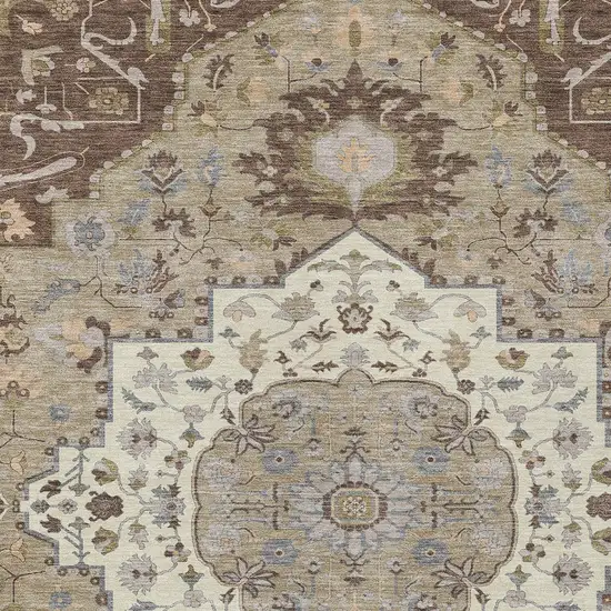 Chocolate Beige And Gray Oriental Washable Indoor Outdoor Area Rug Photo 6