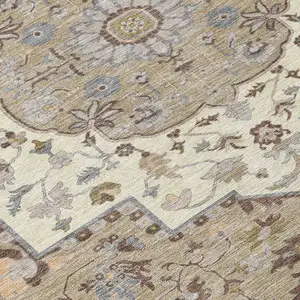 Photo of Chocolate Beige And Gray Oriental Washable Indoor Outdoor Area Rug