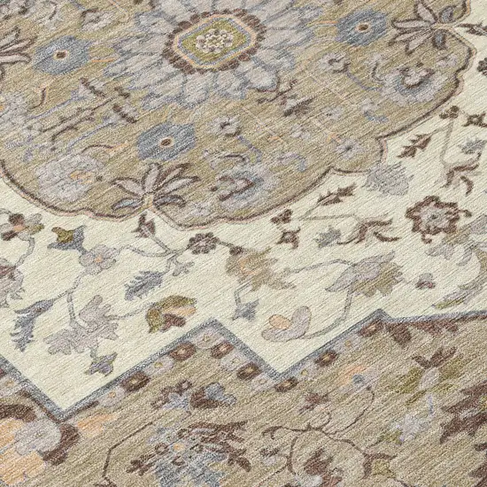 Chocolate Beige And Gray Oriental Washable Indoor Outdoor Area Rug Photo 5