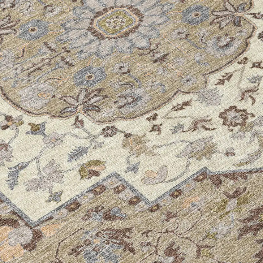 Chocolate Beige And Gray Oriental Washable Indoor Outdoor Area Rug Photo 5