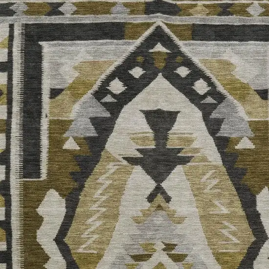 Chocolate Beige And Gray Tribal Washable Indoor Outdoor Area Rug Photo 4